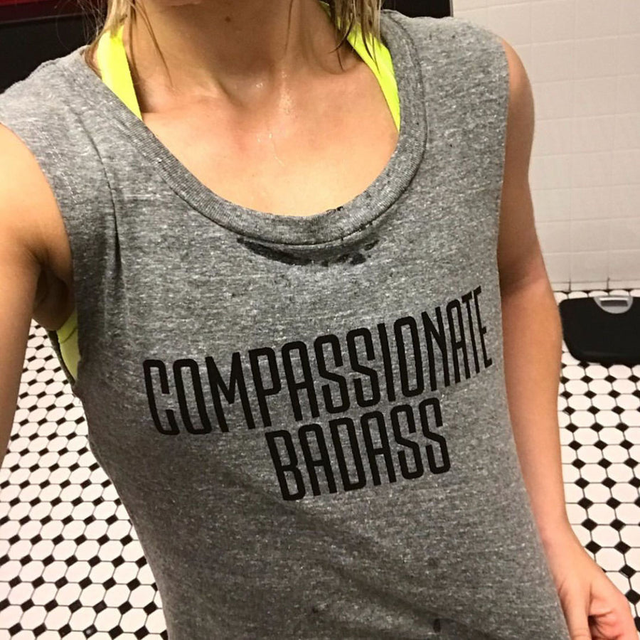 Compassionate Badass Triblend Muscle Tank - Being Happy Buddha