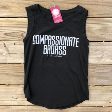 Compassionate Badass Muscle Cap Tee Black - Being Happy Buddha