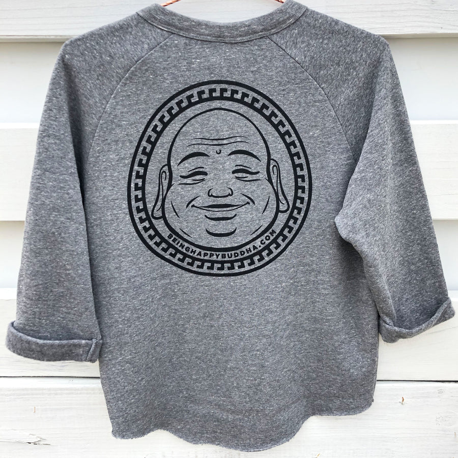 Happy Eco-Fleece Grey - Being Happy Buddha