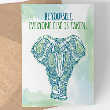 Majestic Elephant Notecard - Being Happy Buddha