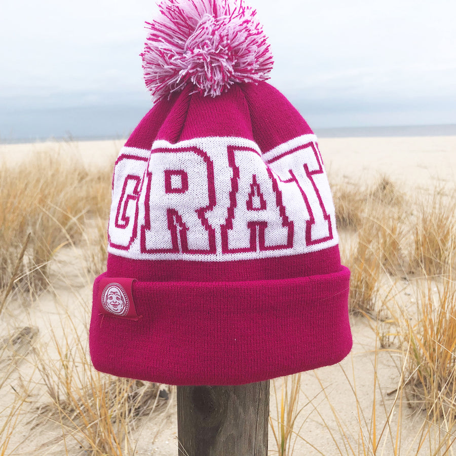 Gratitude Pompom Winter Beanie - Being Happy Buddha