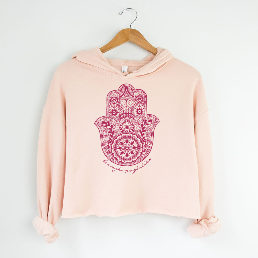 Hamsa Cropped Hoodie Peach