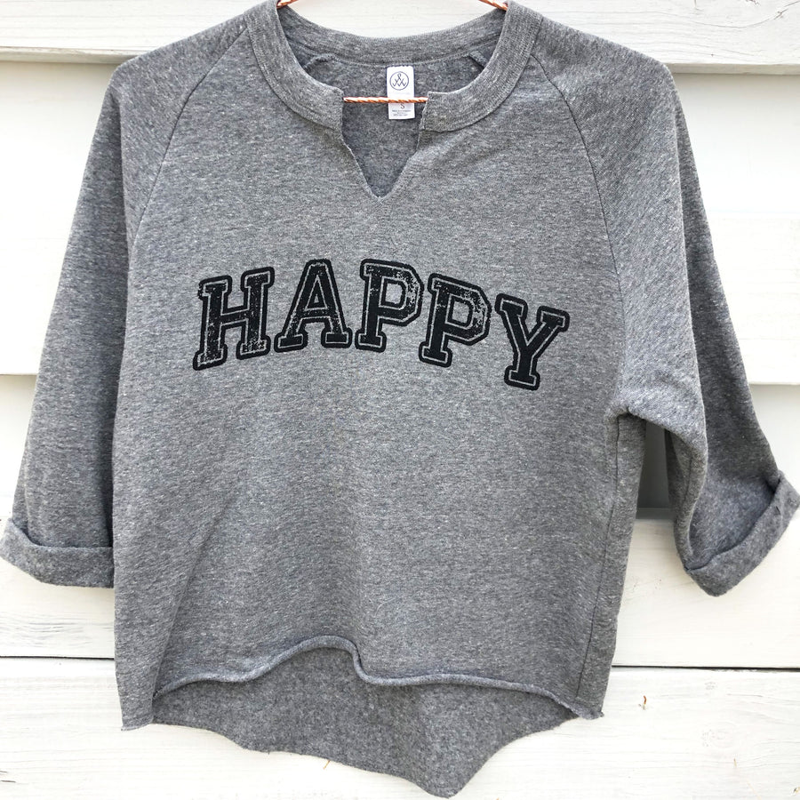 Happy Eco-Fleece Grey - Being Happy Buddha