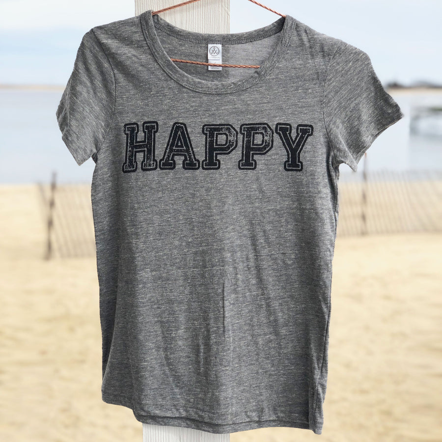 Happy Eco Tee Grey - Being Happy Buddha