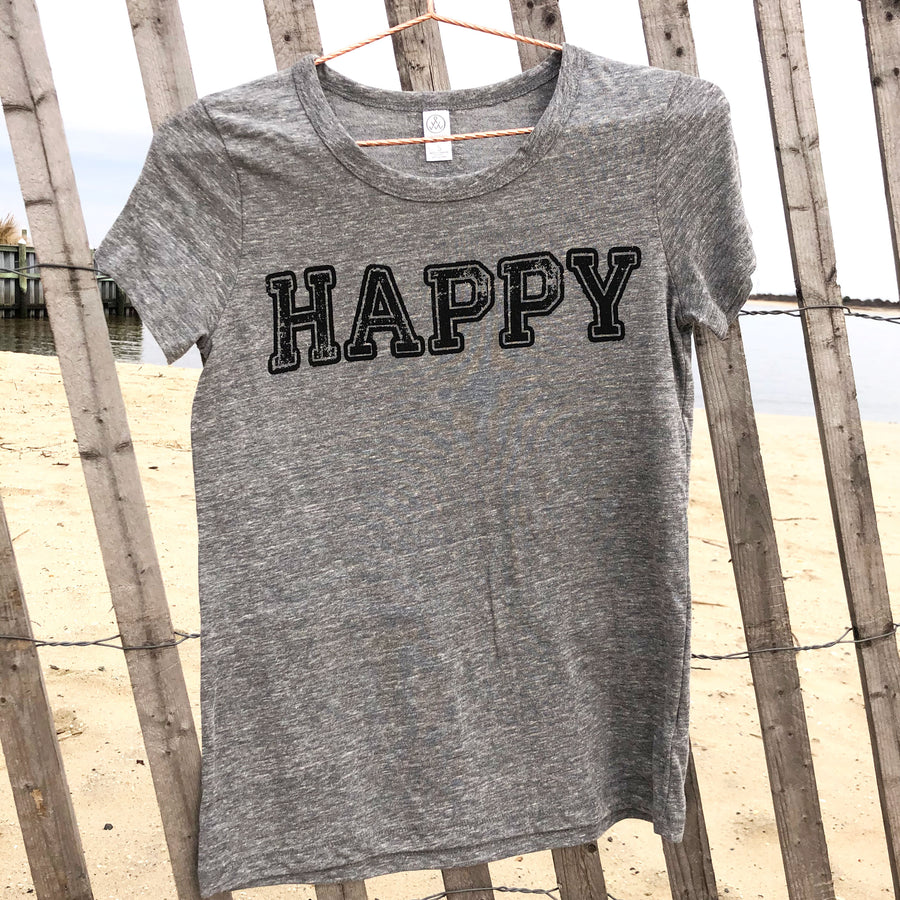 Happy Eco Tee Grey - Being Happy Buddha