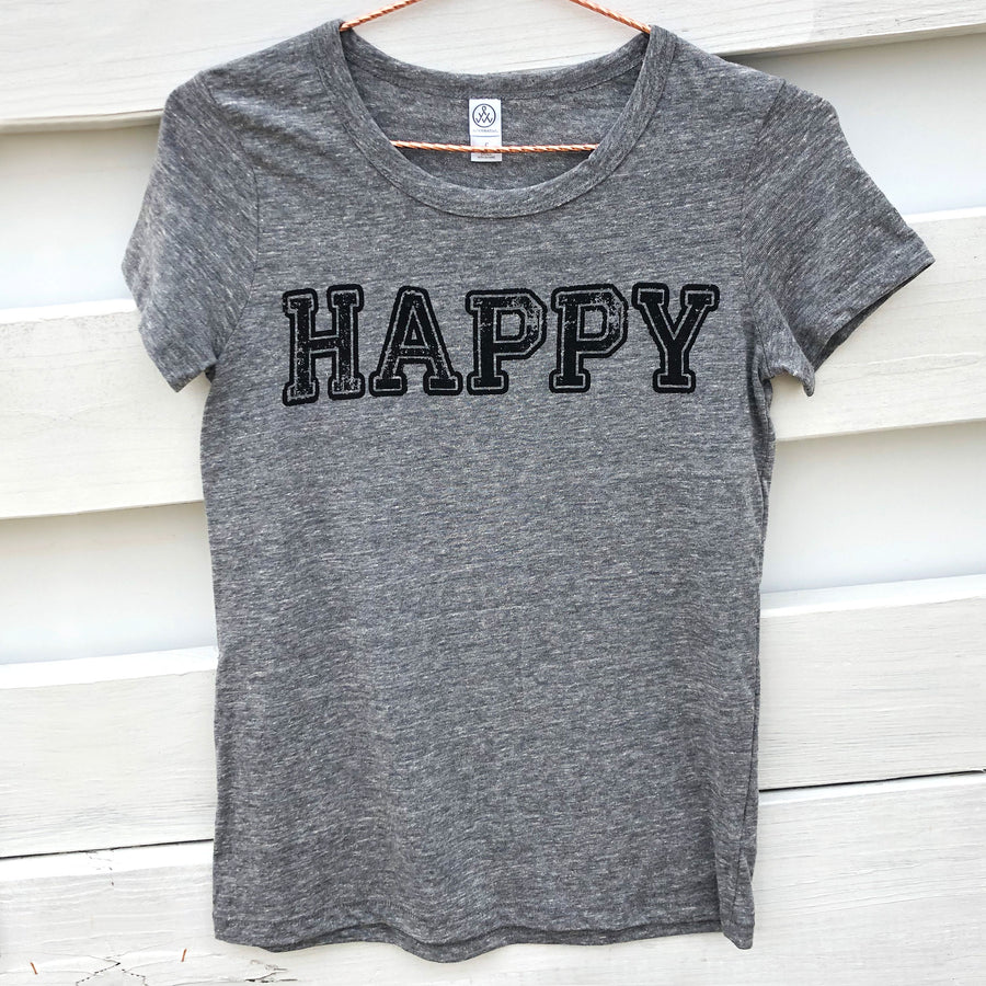 Happy Eco Tee Grey - Being Happy Buddha