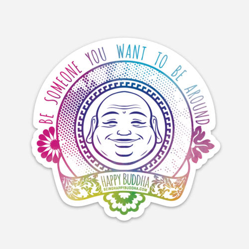 Happy Buddha Flower Sticker - Being Happy Buddha
