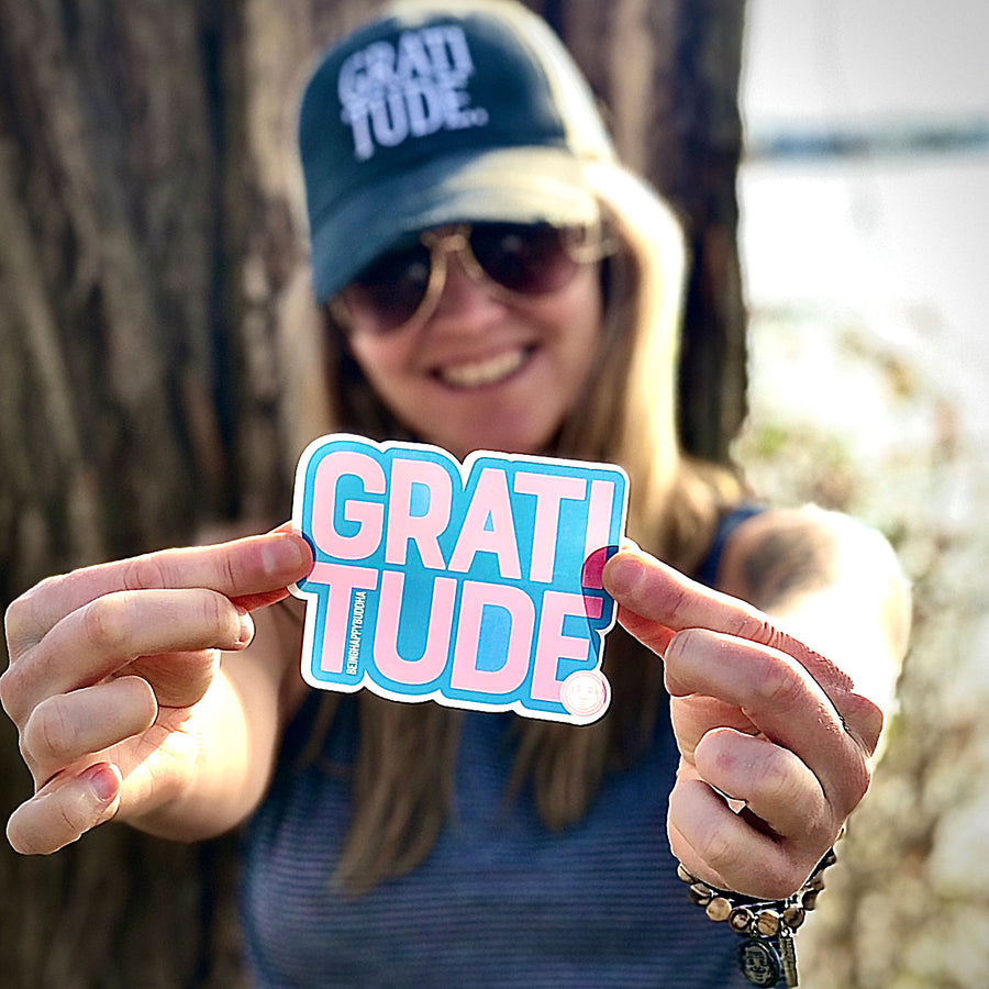 Gratitude Sticker - Being Happy Buddha
