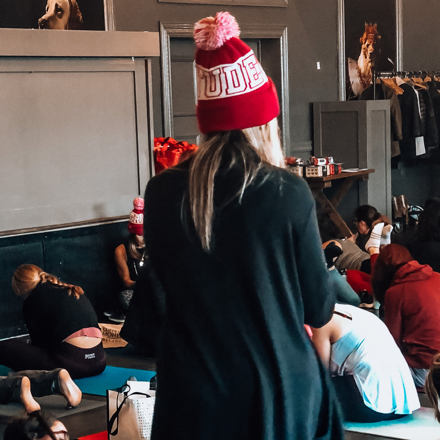 Gratitude Pompom Winter Beanie - Being Happy Buddha