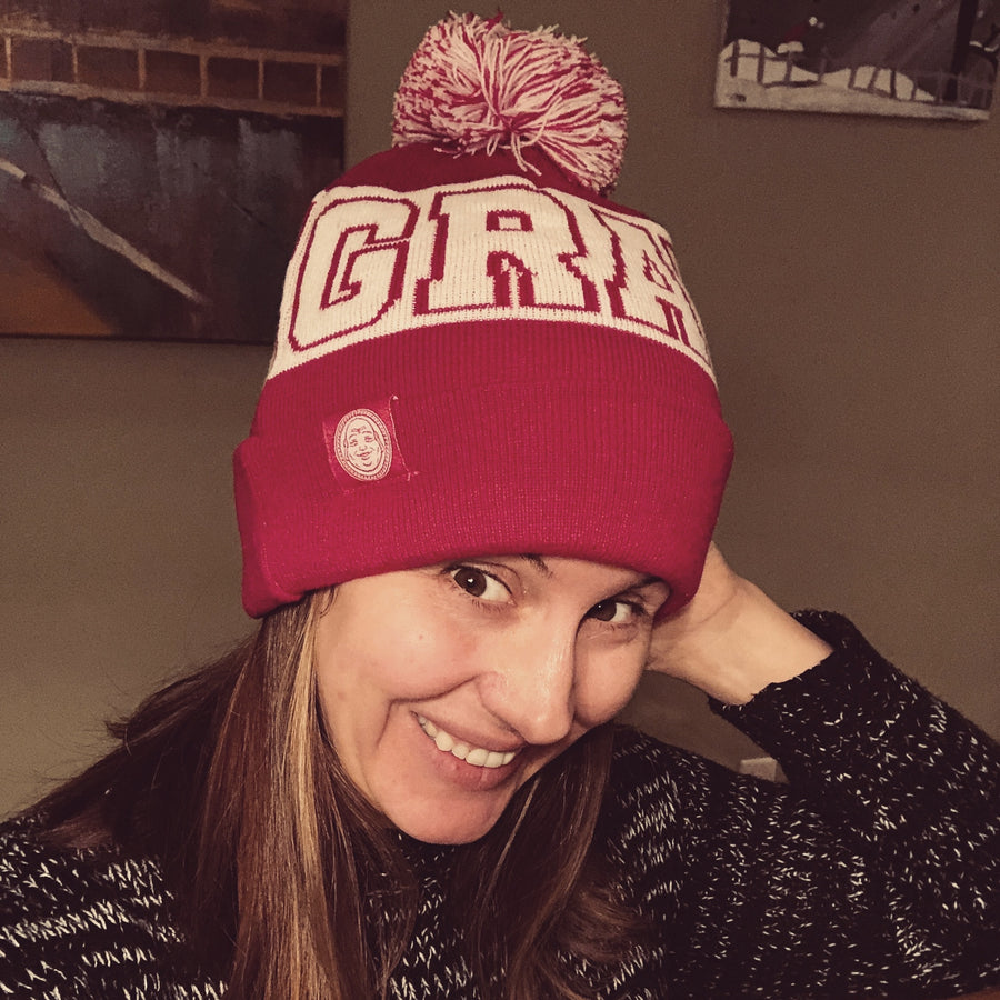 Gratitude Pompom Winter Beanie - Being Happy Buddha