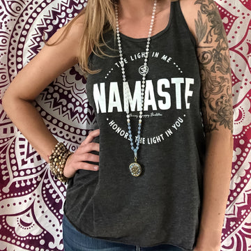 Namaste Flowy Tank - Being Happy Buddha