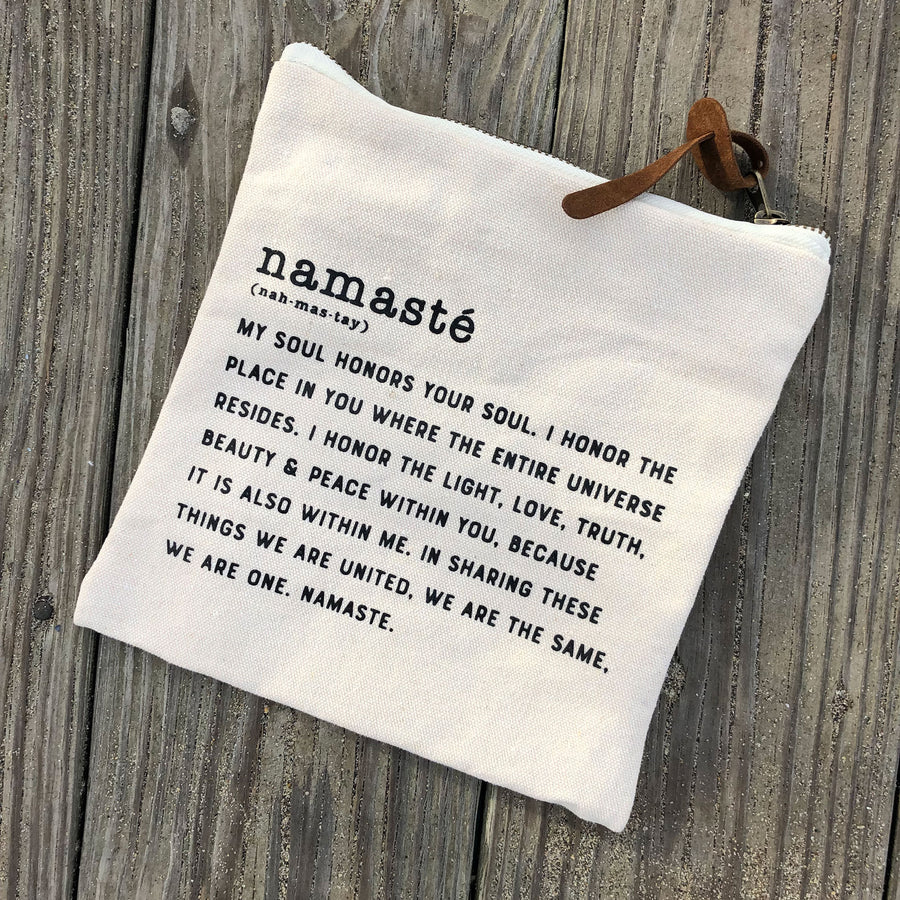 Namaste Canvas Zip Pouch - Being Happy Buddha