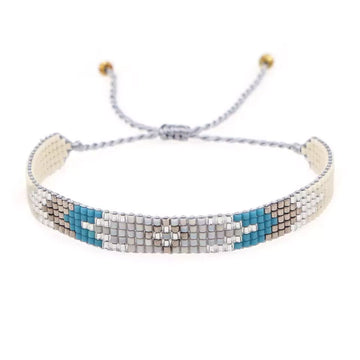 Turquoise & Silver Beaded Wristband
